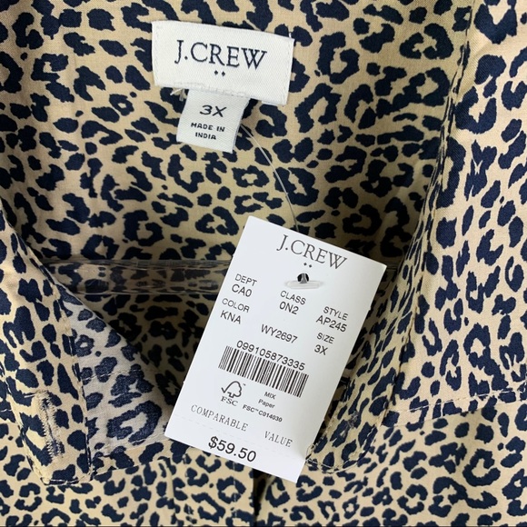 J. Crew Factory Button Front Leopard Shirt 3X - Picture 6 of 7